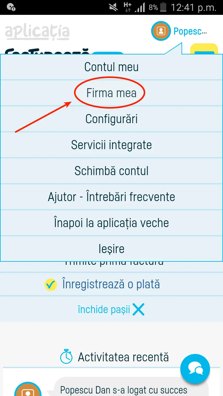 Cum activez opțiunea 'Plată TVA la încasare'? - pasul 1